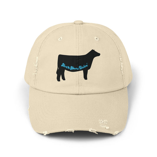 Distressed Cap StockShowLivin' with Show Heifer Silhouette