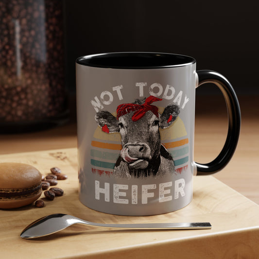 Not Today Heifer Ceramic Mug with Cow and Vibrant Colors (11oz, 15oz)