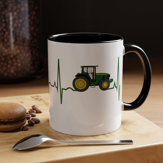 Coffee Mug Green Tractor Heartbeat